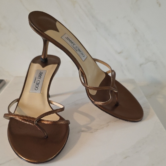 Jimmy Choo Women's Bronze Metallic Strappy Heels. EUC - Picture 1 of 6